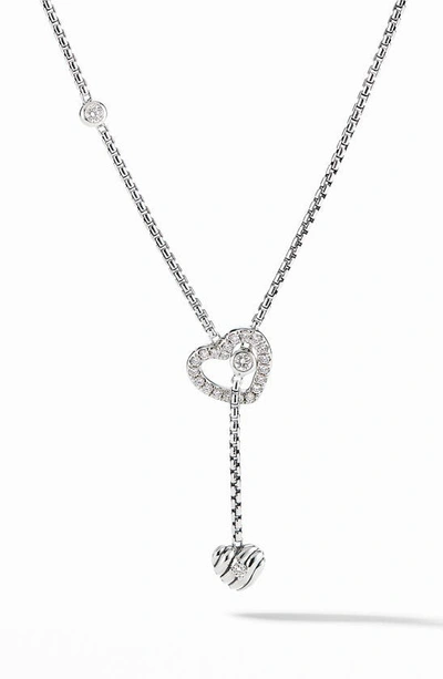 David Yurman Heart Y-necklace With Diamonds In Silver