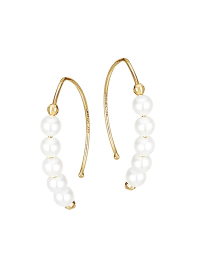 Mizuki Sea Of Beauty Marquise 14k Gold & 3mm White Pearl Earrings