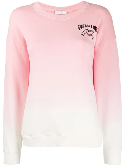 Sandro Dip-dye Cotton-jersey Sweatshirt In Pink | ModeSens
