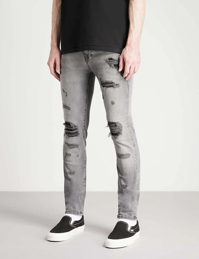 True Religion Rocco Ripped Skinny Jeans In Washed+black | ModeSens