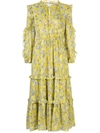 Alexis Auja Floral-print Crepe Midi Dress In Yellow