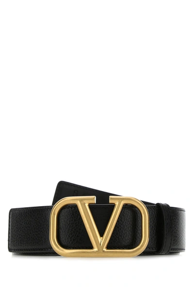 Valentino Garavani Black Vlogo Signature Leather Belt