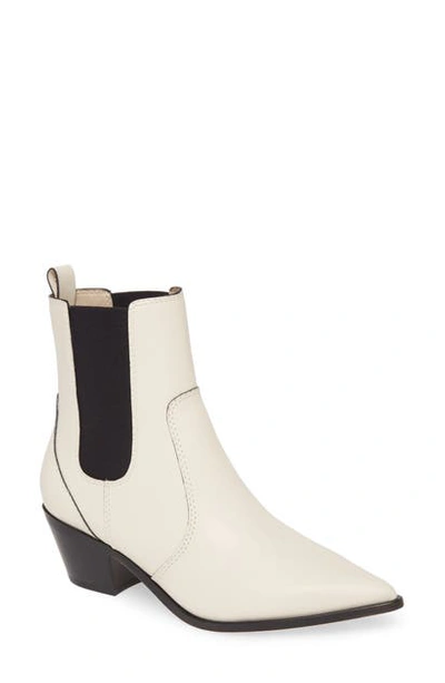 Paige Willa Leather And Woven Heeled Ankle Boots In Cream