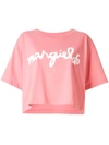 Mm6 Maison Margiela Logo Print Cropped T-shirt In Pink