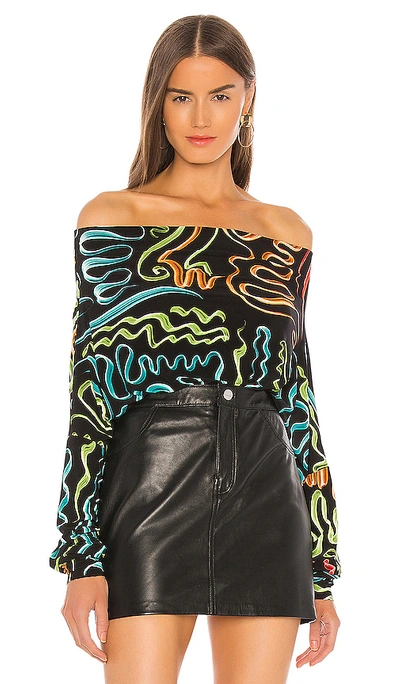 Norma Kamali Off Shoulder All In Multi Squiggle