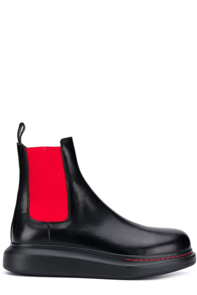 Alexander Mcqueen Black Hybrid Chelsea Boots In Black,red