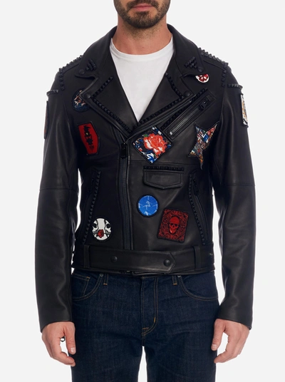 Robert Graham Punk Rock Leather Jacket In Black