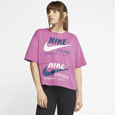 Nike Sportswear Icon Clash Women's Short-sleeve Top In Pink