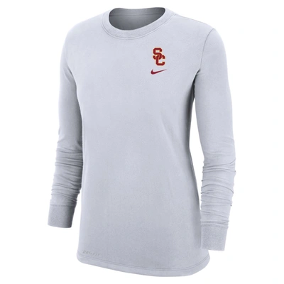 Nike College Dri-fit (usc) Women's Long-sleeve T-shirt In White