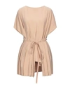 Mm6 Maison Margiela Tie-front Layered Pleated Crepe Top In Sand