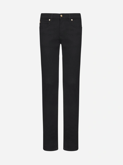 Versace Barocco Embroidered Skinny Jeans In Black