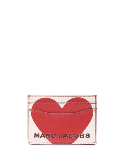 Marc Jacobs Ivory Heart-print Leather Card Holder In Multicolore
