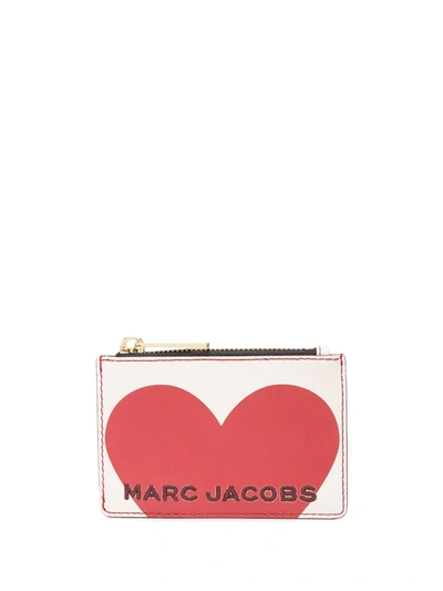 Marc Jacobs Ivory Heart-print Leather Card Holder In White