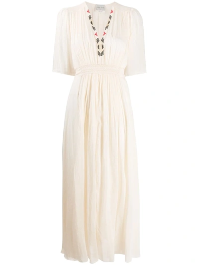 Forte Forte Ivory Embroidered Cotton-blend Midi Dress In Cream