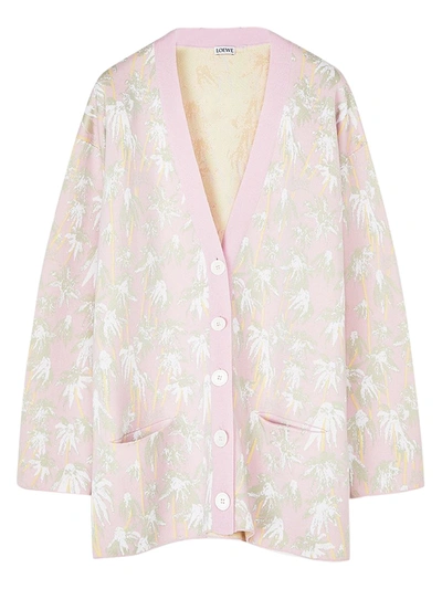 Loewe Daisy Jacquard Over-sized Cardigan In Pink