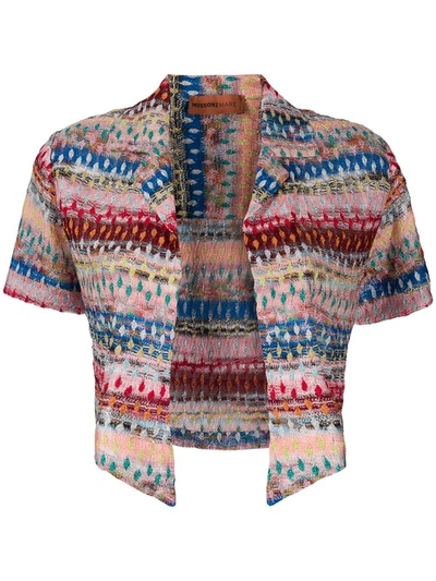 Missoni Striped-crochet Cropped Jacket In Pink