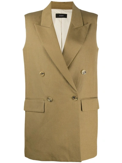 Joseph Double Breasted Sleeveless Blazer In Brown