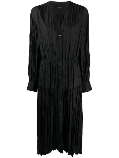 Joseph Pleated Button-through Dress In Black