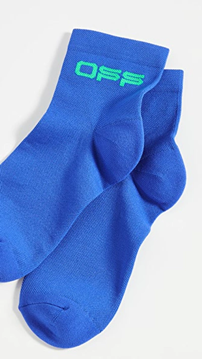 Off-white Off Short Socks In Blue/green
