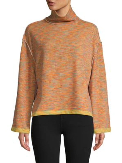 Free People Sunny Days Textured Knit Turtleneck Sweater In Multi Combo