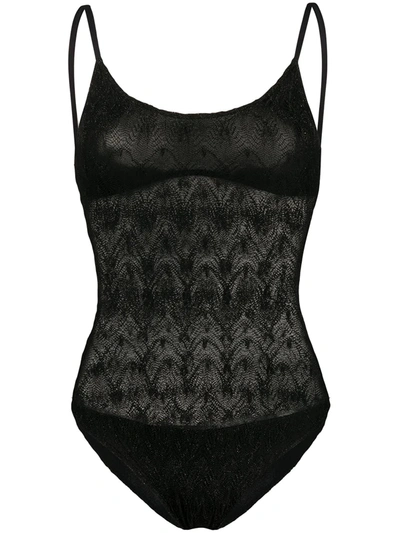 Missoni Scoop Neck Knitted One Piece In Black