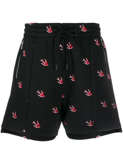 Mcq By Alexander Mcqueen Printed French Cotton-terry Shorts In Black