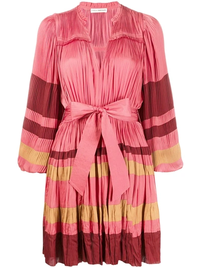 Ulla Johnson Pleated Colour Blocked Dress In Red