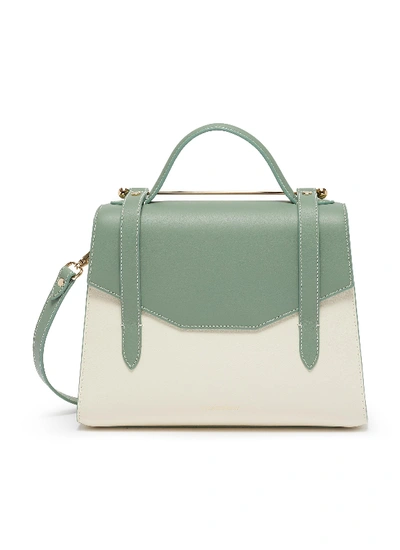 Strathberry 'allegro Midi' Leather Satchel In White,white