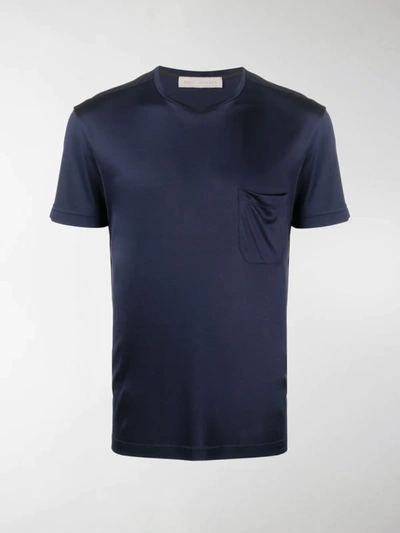Brett Johnson Seiden-t-shirt Mit Brusttasche In Blue