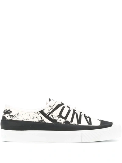 Stone Island Sneakers In Printed Canvas In Black