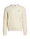 Comme Des Garçons Play White Heart V-neck Sweater In Natural