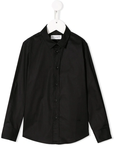 Paolo Pecora Teen Plain Long-sleeved Shirt In Black