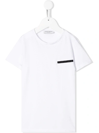 Paolo Pecora Kids' Contrasting Stripe Stretch-cotton T-shirt In White