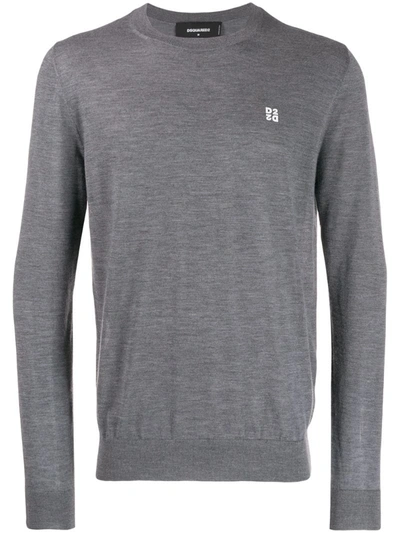 Dsquared2 Cashmere Small Logo Sweater In Grey