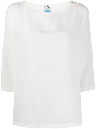 M Missoni White Silk Crepe De Chine Blouse