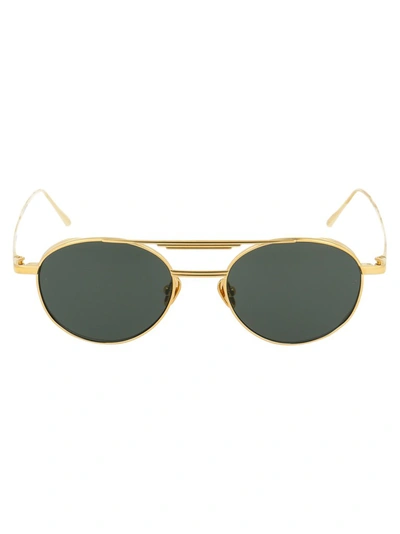 Linda Farrow Lou Oval Frame Sunglasses In Gold