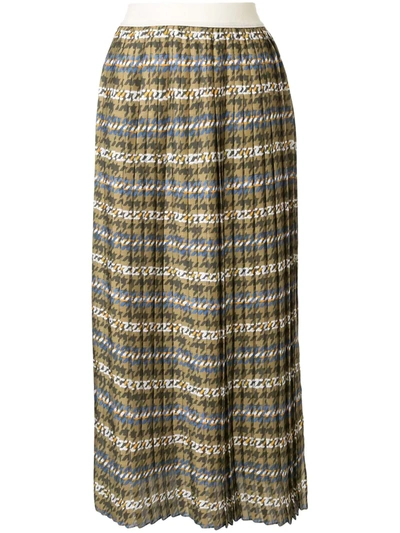 Manning Cartell Pleated Houndstooth Skirt In Green