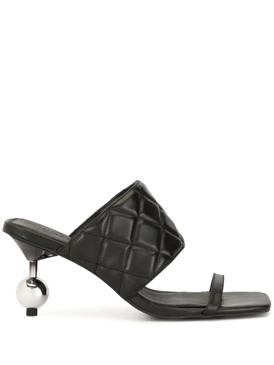 Manning Cartell Quilted-effect Embellished-heel Mules In Black