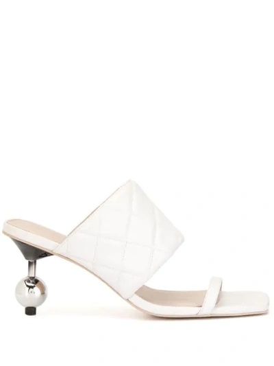 Manning Cartell Quilted-effect Embellished-heel Mules In White