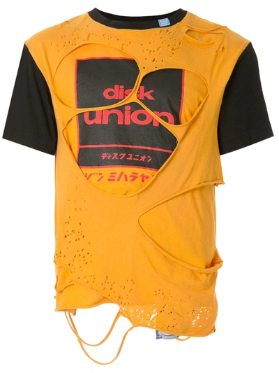 Miharayasuhiro Layered Distressed Effect T-shirt In Orange