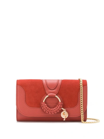 See By Chloé Hana Suede And Textured-leather Shoulder Bag In Red