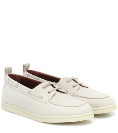 Loro Piana Namib Sea Walk Suede Loafers In White