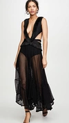 Patbo Cutout Fringed Stretch-cotton And Mesh Maxi Dress In Black