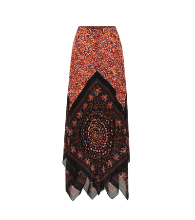 Altuzarra Hance Asymmetric Floral-print Silk Crepe De Chine Maxi Skirt In Orange