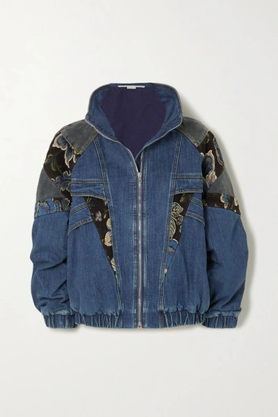 Stella Mccartney Patchwork Denim, Jacquard And Cotton-corduroy Jacket In Blue