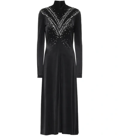Rabanne Cutout Embellished Stretch-satin Midi Dress In Black