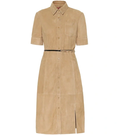 Altuzarra Kieran Belted Suede Dress In Beige