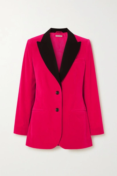 Bella Freud Saint James Wool-trimmed Cotton-velvet Blazer In Pink