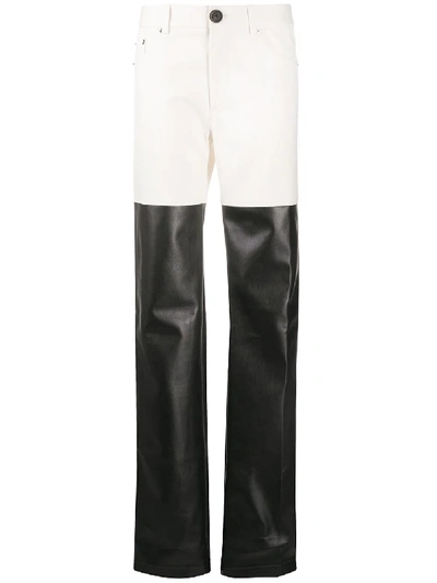 Peter Do Paneled Cotton-twill And Faux Leather Straight-leg Trousers In Black