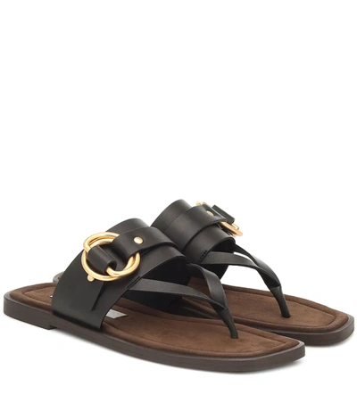 Stella Mccartney Faux Leather Thong Sandals In Black